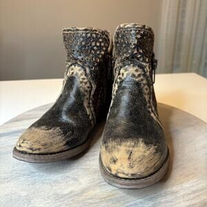 Circle G Corral Women's Leather Cutout Shortie Western Ankle Boots US Size 9